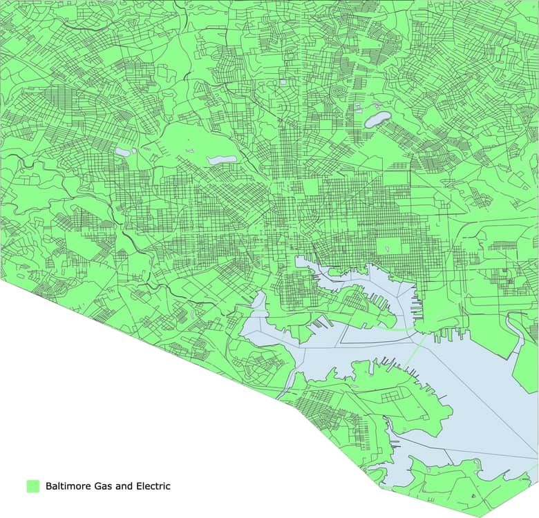 baltimore city utility provider map electric