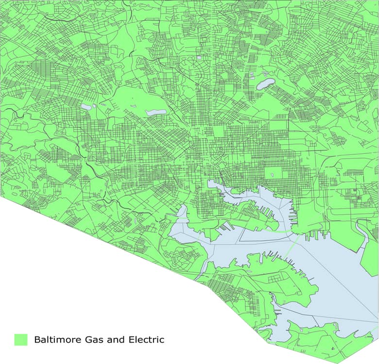 baltimore city utility provider map gas