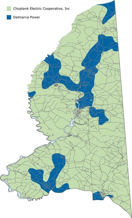 caroline county utility provider map electric