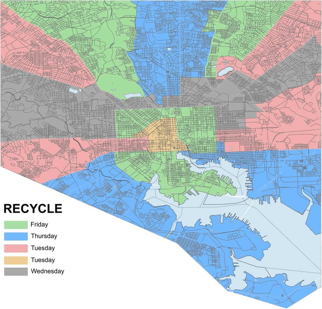 baltimore city recycle pickup map