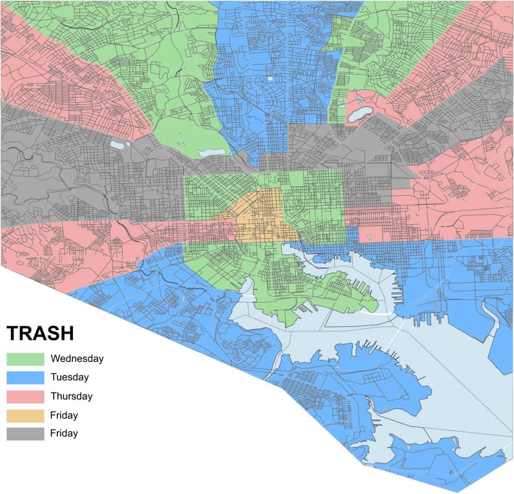 baltimore city trash pickup map